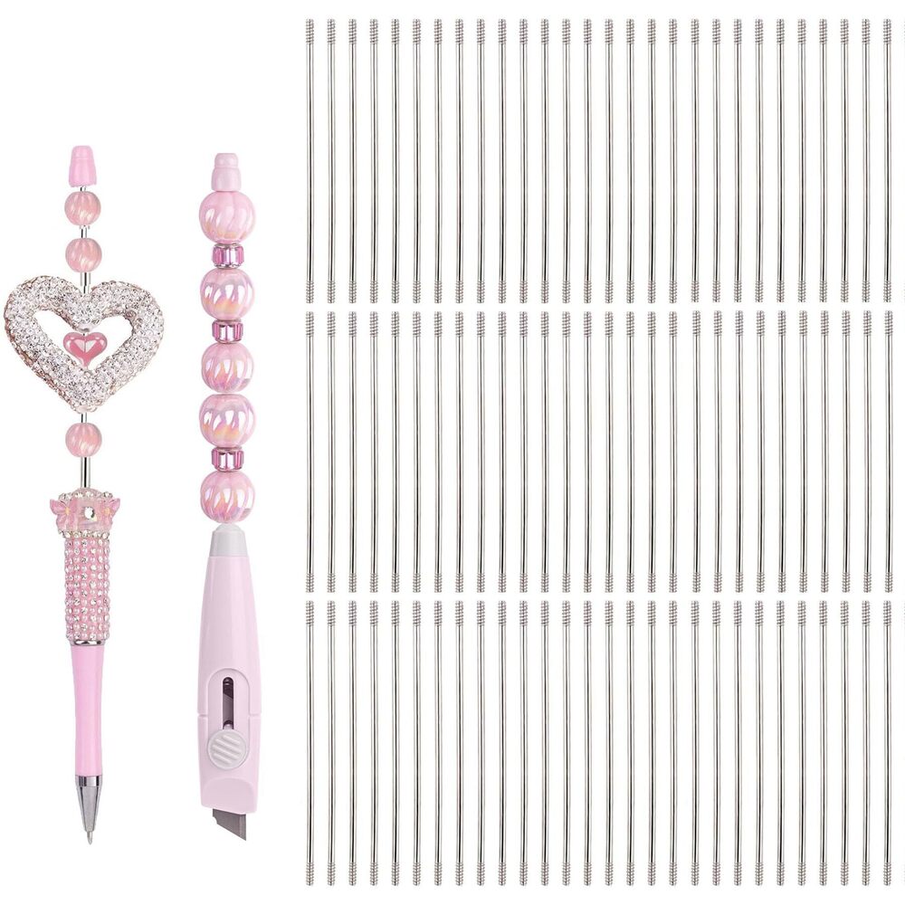 9057 120 Packs Metal Beadable Pen Rods Thin Wire Charms Beadable Pen